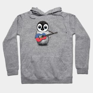 Baby Penguin Playing Haitian Flag Guitar Hoodie